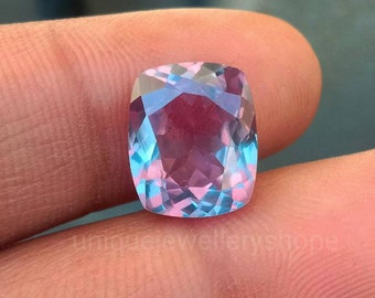 Alexandrite Gemstone, Long Cushion Cut, Color Changing June Birthstone
