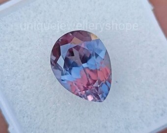 Pierre Alexandrite Synthétique En Forme De Poire - Changement De Couleur Fascinant, Parfaite Pour La Création De Bijoux