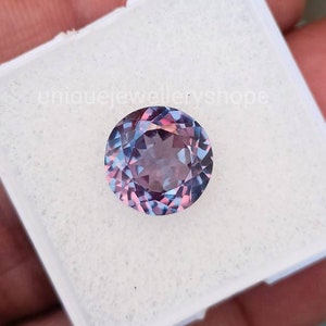 Alexandrite Loose Ring Stone, 8 MM Round Faceted Cut Synthetic Corundum Gemstone For Her Ring & Personalized Jewelry Making