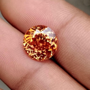 10 MM Flawless Ceylon Padparadscha Sapphire 6.80 Carat Loose Round Gemstone Diamond Cut Stone Like A Diamond Handmade Item For Her Jewelry.