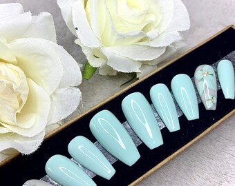 Mint Green Nails Etsy