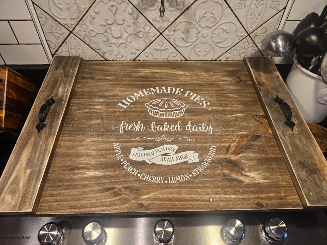 Farmhouse Noodle Board Stove Top Cover Farmhouse Stove Top Cover Rustic Kitchen Decor Home Decor