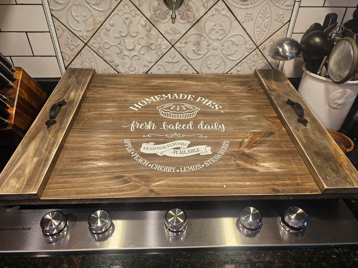 Farmhouse Noodle Board Stove Top Cover Farmhouse Stove Top Cover Rustic Kitchen Decor Home Decor