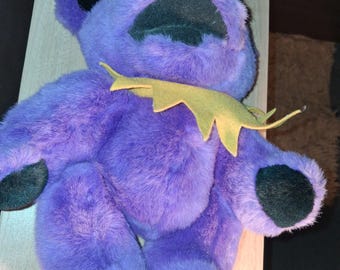 Oso de peluche articulado morado de Grateful Dead de 30 cm (12") con 23 cm (9") y 1 etiqueta, 1990, Liquid Blue Great