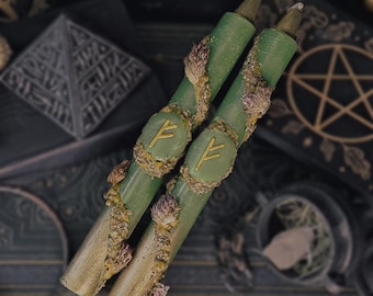Wealth Beeswax Candle Set - Handmade Beeswax Candle, Magic, Altar, Rituals Tools, Witchcraft, Candle Magic