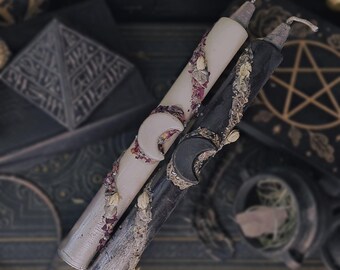 Full and New Moon Beeswax Candle Set - Handmade Beeswax Candle, Magic, Altar, Rituals Tools, Witchcraft, Candle Magic