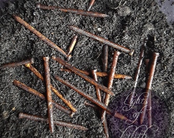 Coffin Nails – Rusty Nails, Graveyard Nails, Ritual Objects, Protection, Voodoo, Hoodoo, Wicca, Witchcraft. Graveyard Dirt