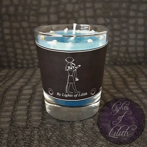 Thoth Candle - Blue Scented Candle, Egyptian God, Egypt, Lime, Altar, Ritual Candle, Sacrifice, Green Tea, Witchcraft, Magic