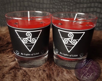Morrigan Candle - Red Scented Candle, Crone of War, Dragons Blood, Apple Blossom, Altar, Ritual Candle, Sacrifice, Lavender, Witchcraft