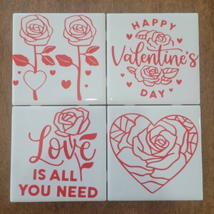 Valentine&#39;s Day Tile Coaster Sets