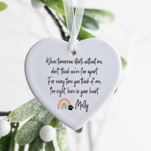 Pet Loss Gift, Personalised Pet Memorial Decoration, Pet Bereavement Gift, When Tomorrow Starts Without Me