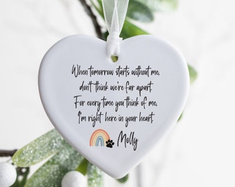 Pet Loss Gift, Personalised Pet Memorial Decoration, Pet Bereavement Gift, When Tomorrow Starts Without Me