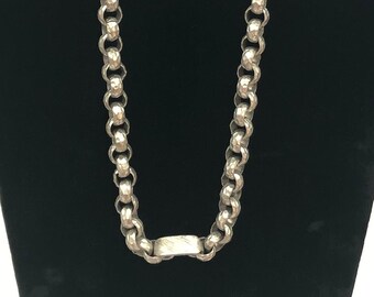 Wendall August Unmarked Repoussé Aluminum Chain Link Necklace 19.5" Vintage Early Mid Century Modern Unisex Design