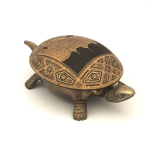 WORKING Large Boj Eibar Brass Turtle Bell Damascene Picture of Toledo El Alcazar in Spain Vintage 5.25" Front Desk Bell