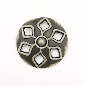 Erik Fransson Tennung Design Sweden Modern Round Pewter Pin Pendant Combination Early Mid Century Unisex Jewelry