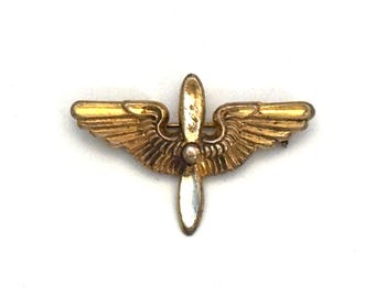 WWII US Army Air Corps Air Crew Wings Sterling Silver 3 Inch Pin