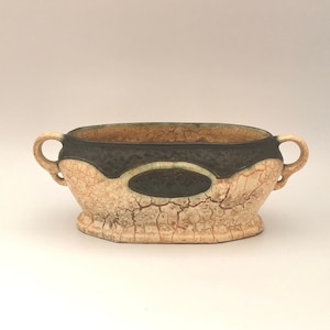 Czechoslovakian Art Deco Ditmar Urbach Alienware Vase with Handles European Art Pottery Faux Crackle Finish