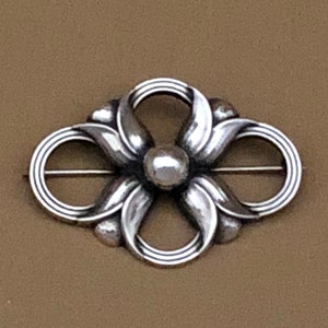 Georg Jensen Sterling Silver Floral Loop Pin #305 925 Silver from Denmark 1940s Vintage Pin