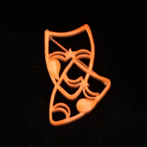 Comedy and Tragedy Drama Masks Orange Colored Enamel on Metal Pin Brooch for the Dramatic One in Your Life