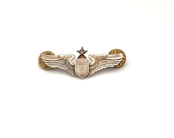 WWII US Air Corps Senior Pilot Sweetheart Wing Pin Sterling 2 Inch Badge