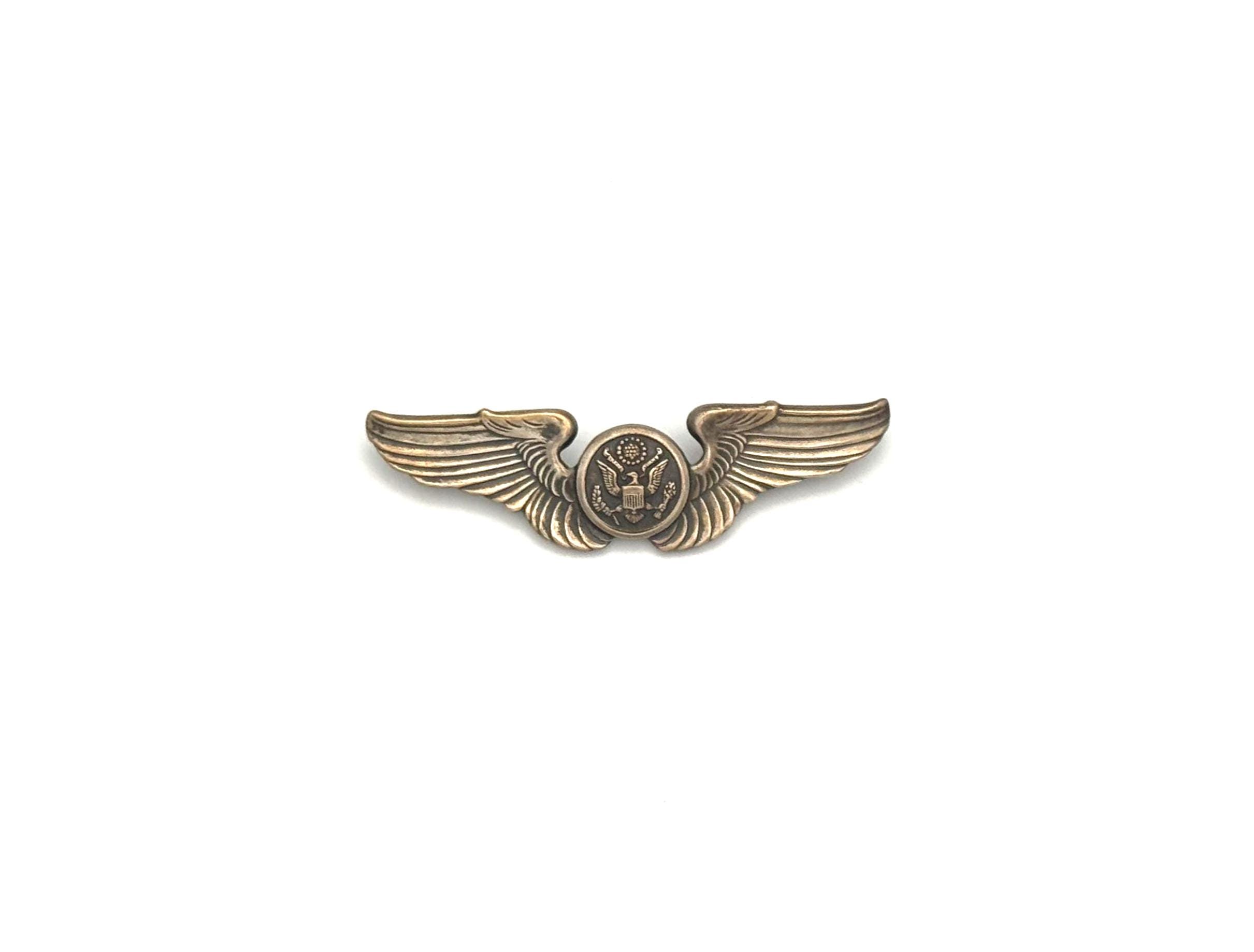WWII US Army Air Corps Air Crew Wings Sterling Silver 3 Inch Pin