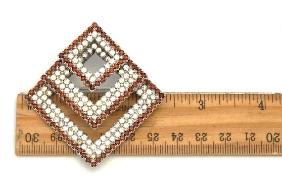 Kramer Three-Tier Rhinestone Brooch Ruby Red Mult… - image 8