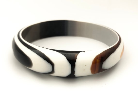 Lucite Bull's Eye Caramel Brown, Black and White … - image 5