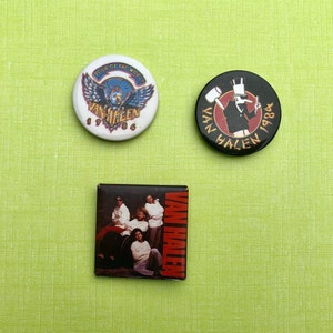 1980&#39;s Van Halen Concert Buttons Vintage Rock &#39;n Roll Memorabilia Concert Souvenir