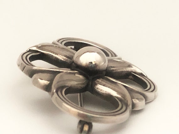 Georg Jensen Sterling Silver Floral Loop Pin #305… - image 3