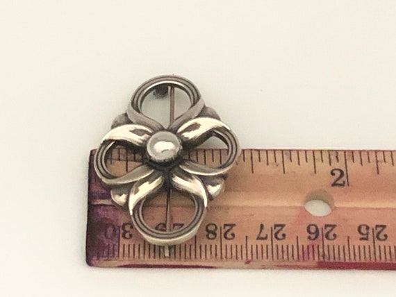 Georg Jensen Sterling Silver Floral Loop Pin #305… - image 7