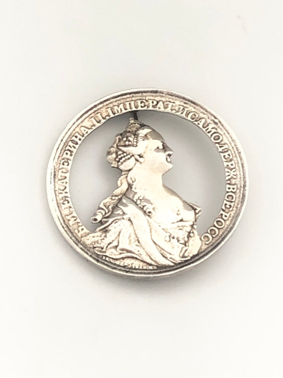 Nettie Rosenstein Signed Large Silver Coin Cather… - image 1