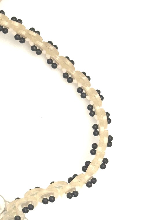 Vintage Button Statement Necklace Clear Buttons B… - image 3