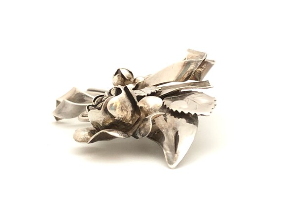 Hobé Hand Wrought Sterling Silver Single Flower R… - image 3
