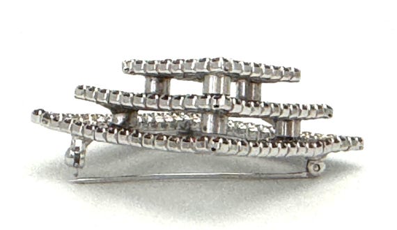 Kramer Three-Tier Rhinestone Brooch Ruby Red Mult… - image 4