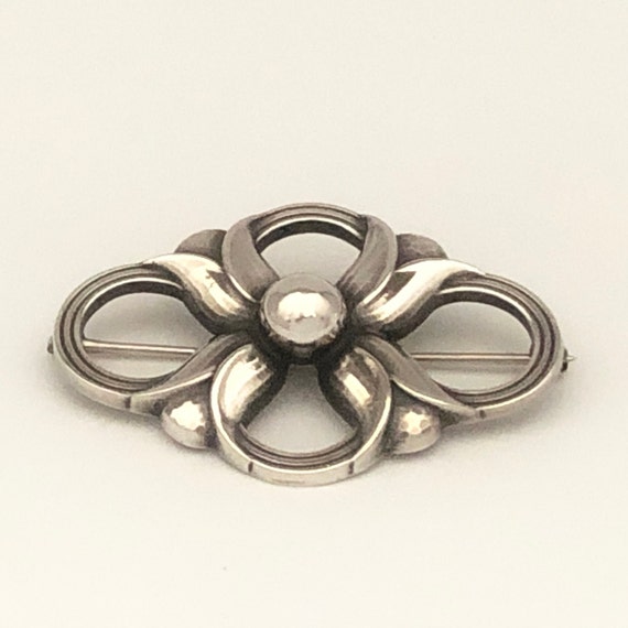 Georg Jensen Sterling Silver Floral Loop Pin #305… - image 2