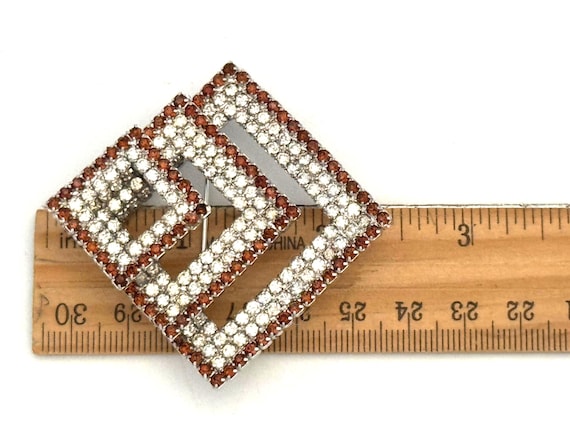 Kramer Three-Tier Rhinestone Brooch Ruby Red Mult… - image 9