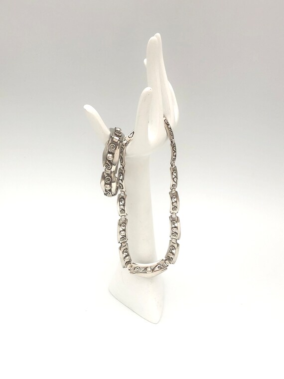Demi-parure Vintage Argent Sterling Avec Hématites - Bracelet Et Clips D'oreilles Occasion