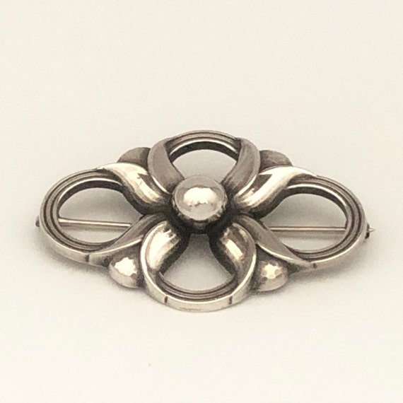 Georg Jensen Sterling Silver Floral Loop Pin #305… - image 10