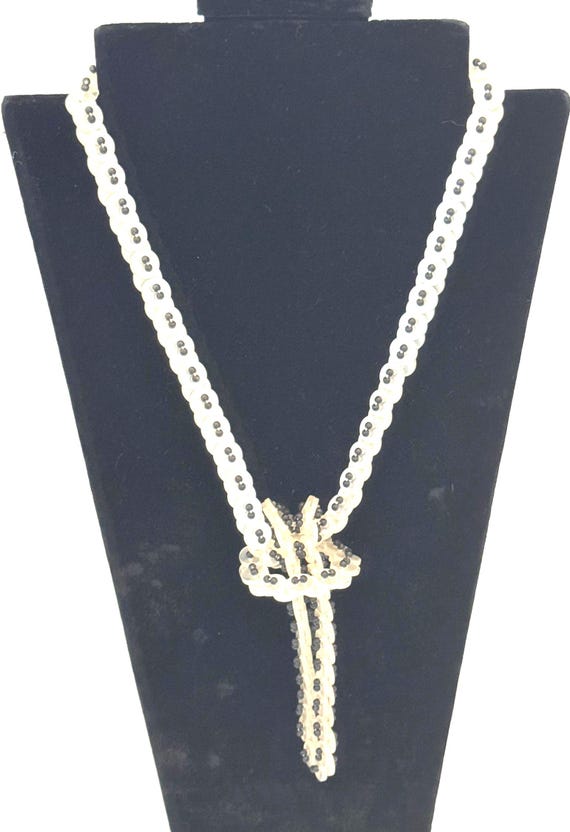 Vintage Button Statement Necklace Clear Buttons B… - image 8