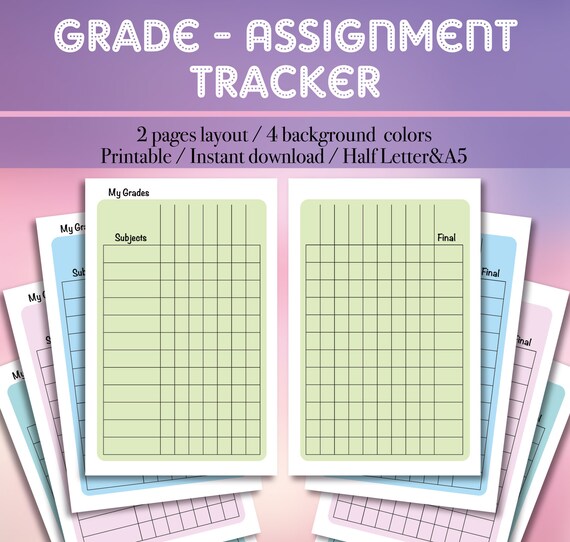 Printable Grade Tracker Student Assignment Tracker Editable | Etsy