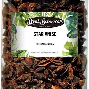 Drink Botanicals Ireland Star Anise Whole | 100% Natural Dried Star Anise Pods for Tea, Baking, & Cocktails | 200g / 8.82oz Jar