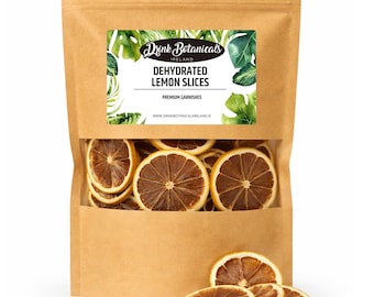 Rodajas de limón deshidratadas Drink Botanicals Ireland. 100% natural. Más de 40 rodajas. 100 gramos (3.527 oz).