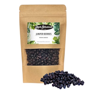 Bayas de enebro secas, ingredientes botánicos para ginebra/decoración (80 g)