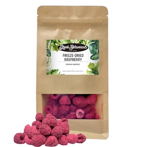 Freeze-Dried Raspberries | 70+ Pieces | 100% Natural & Edible | Perfect for Baking, Cocktails, Desserts, Snacks | 30grm | Drink Botanicals