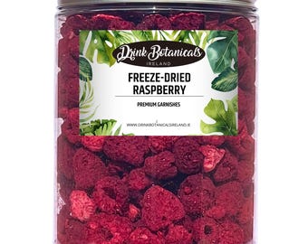Drink Botanicals Ireland Freeze Dried Raspberries. Natural Dry Raspberry Pieces for Baking, Garnishing, Cakes Decoration. 90 Grams Jar