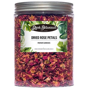 Edible Natural Dried Rose Petals | 200+ Servings | Edible Roses | Roses Cocktail Garnishes, Snacking| Rose Confetti | 60 Grams | Pet Jar