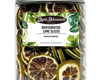 Natural Dehydrated Lime Slices Wheels| 55 + Servings | for Garnishing Cocktails, Cake Decoration, Baking, Fruit, Yogurt, Soaps| 140g Jar