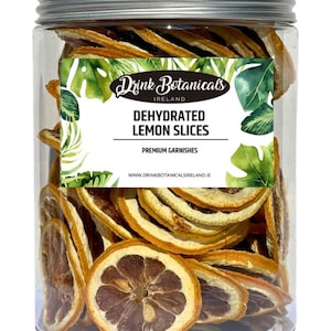 Natural Dehydrated Lemon Slices Wheels| 55 + Servings  | for Garnishing Cocktails, Cake Decoration, Baking, Soaps| Gluten Free | 110g Jar