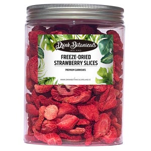 Rebanadas de fresas liofilizadas comestibles naturales/más de 200 rebanadas/para decorar cócteles, pasteles, repostería, frutas y yogur/tarro de PET de 60 g
