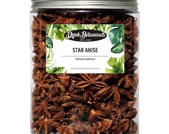 Getränk Botanicals Irland Sternanis Ganze | 100% natürliche getrocknete Sternanis Schoten für Tee, Back & Cocktails | 200g Glas